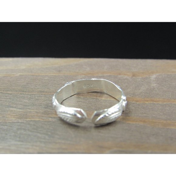 Size 4.5 Sterling Silver Leaf And Flower Fancy Toe Band Ring - Picture 5 of 8